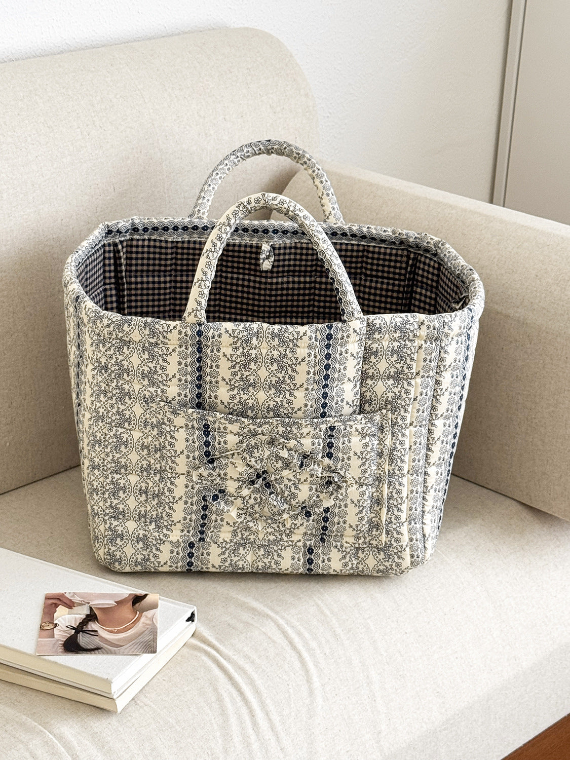 French Vine Storage Basket Stylish Lightweight Floral Organizer