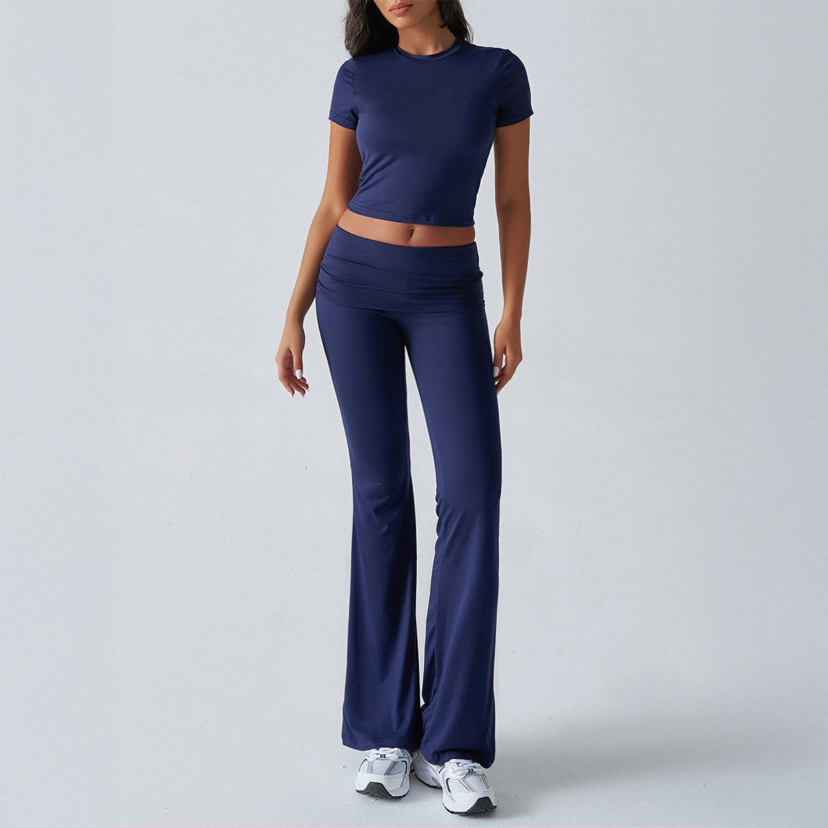 Casual Solid Color Slim Fit T-Shirt and Pants Set