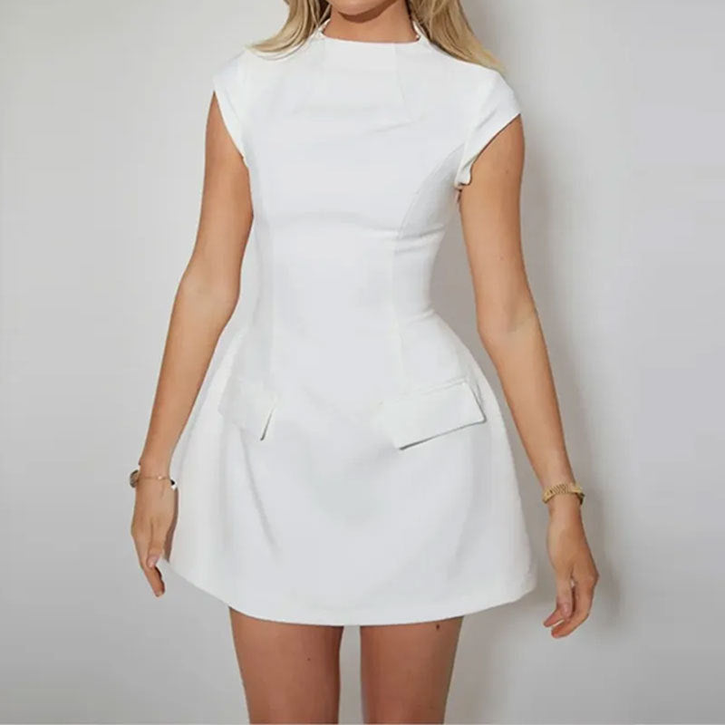 Elegant High-Waisted Bodycon Dress Sleeveless Solid Color Dress