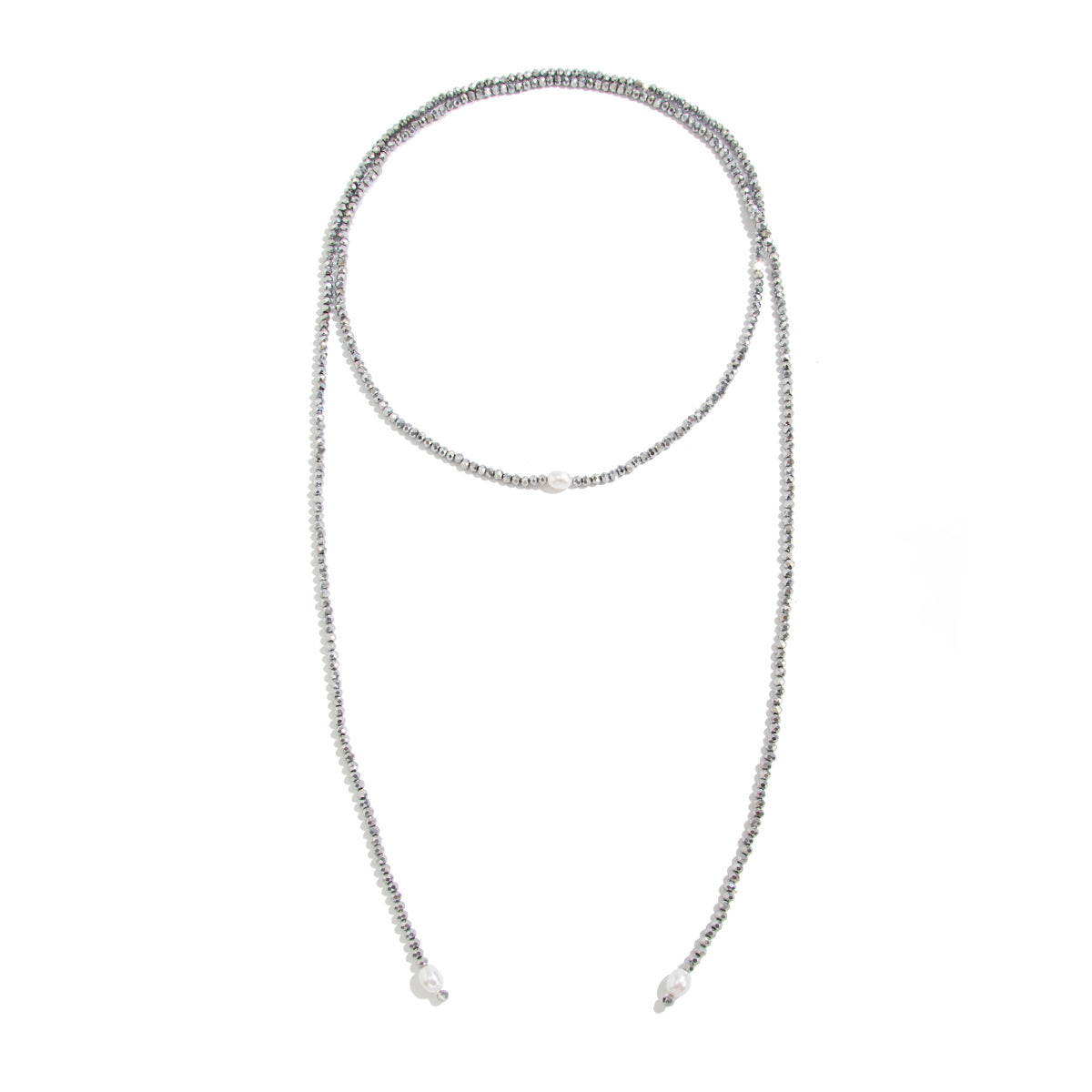 Vintage Inspired Long Beaded Necklace With Faux Pearl Pendant For Layering