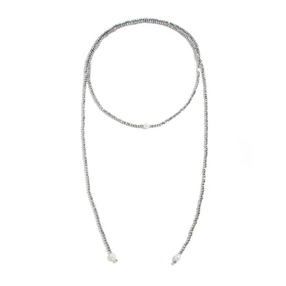 Vintage Inspired Long Beaded Necklace With Faux Pearl Pendant For Layering