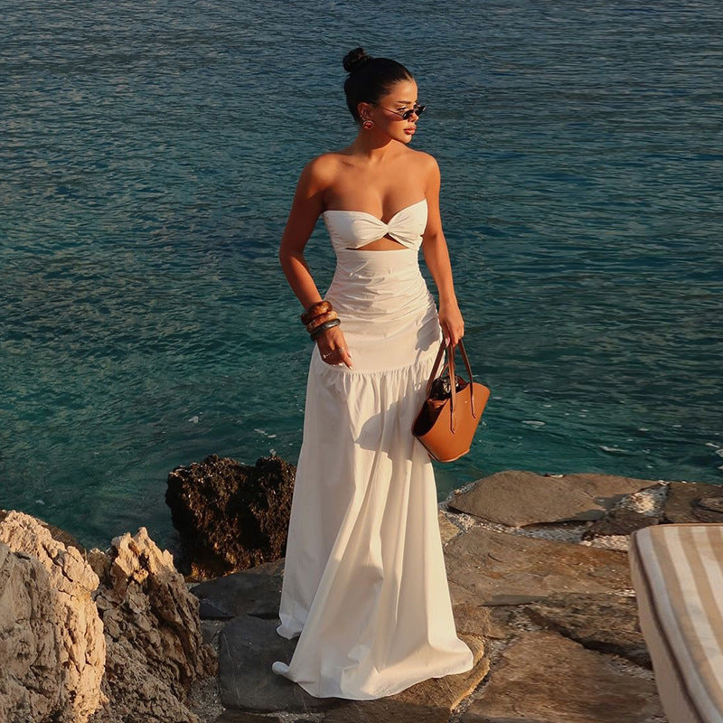 Summer Sexy Strapless Hollow Out Maxi Dress
