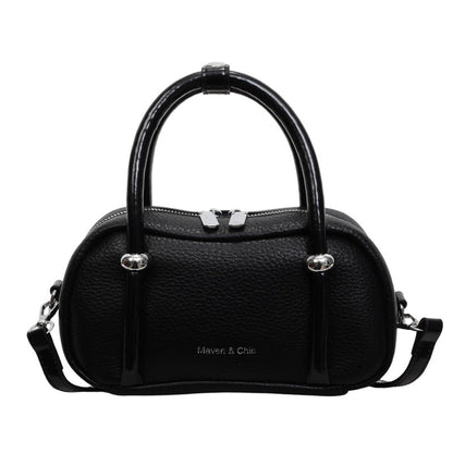 Classic Bowler Bag Textured PU Handbag for Casual Wear