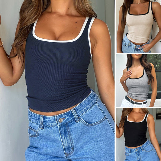 Y2K Striped Color Block Tank Top for Women