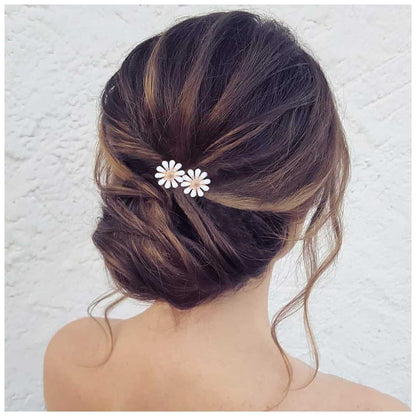 Bridal Hair Accessories Handmade Pearl Daisy Hairpins U-Shaped Hair Forks