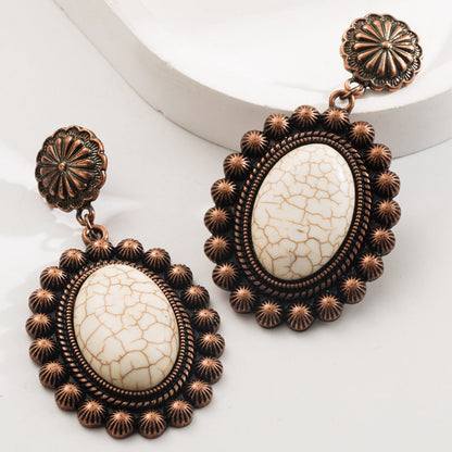 Turquoise Geometric Bohemian Alloy Earrings for Women