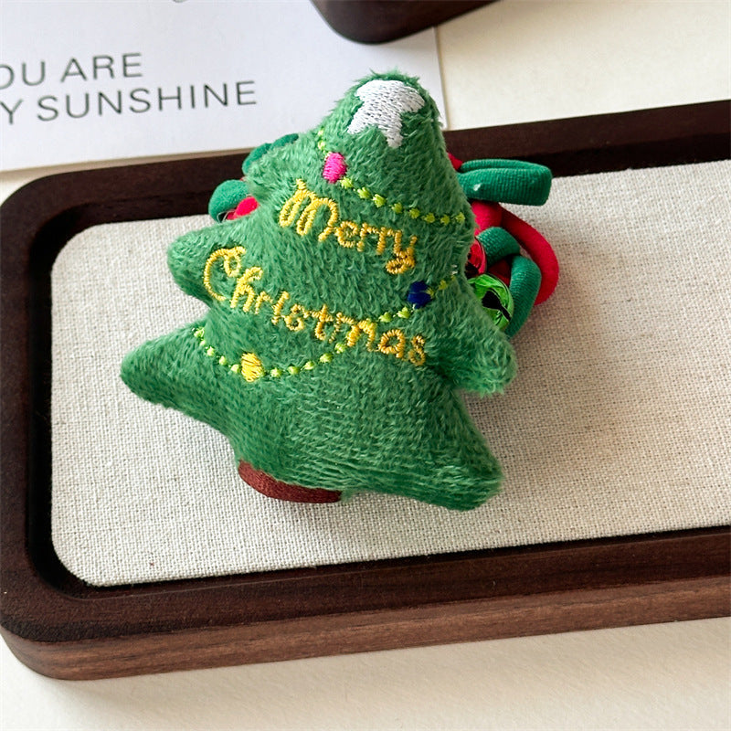 Cute Christmas Tree Braided Velvet Hair Tie