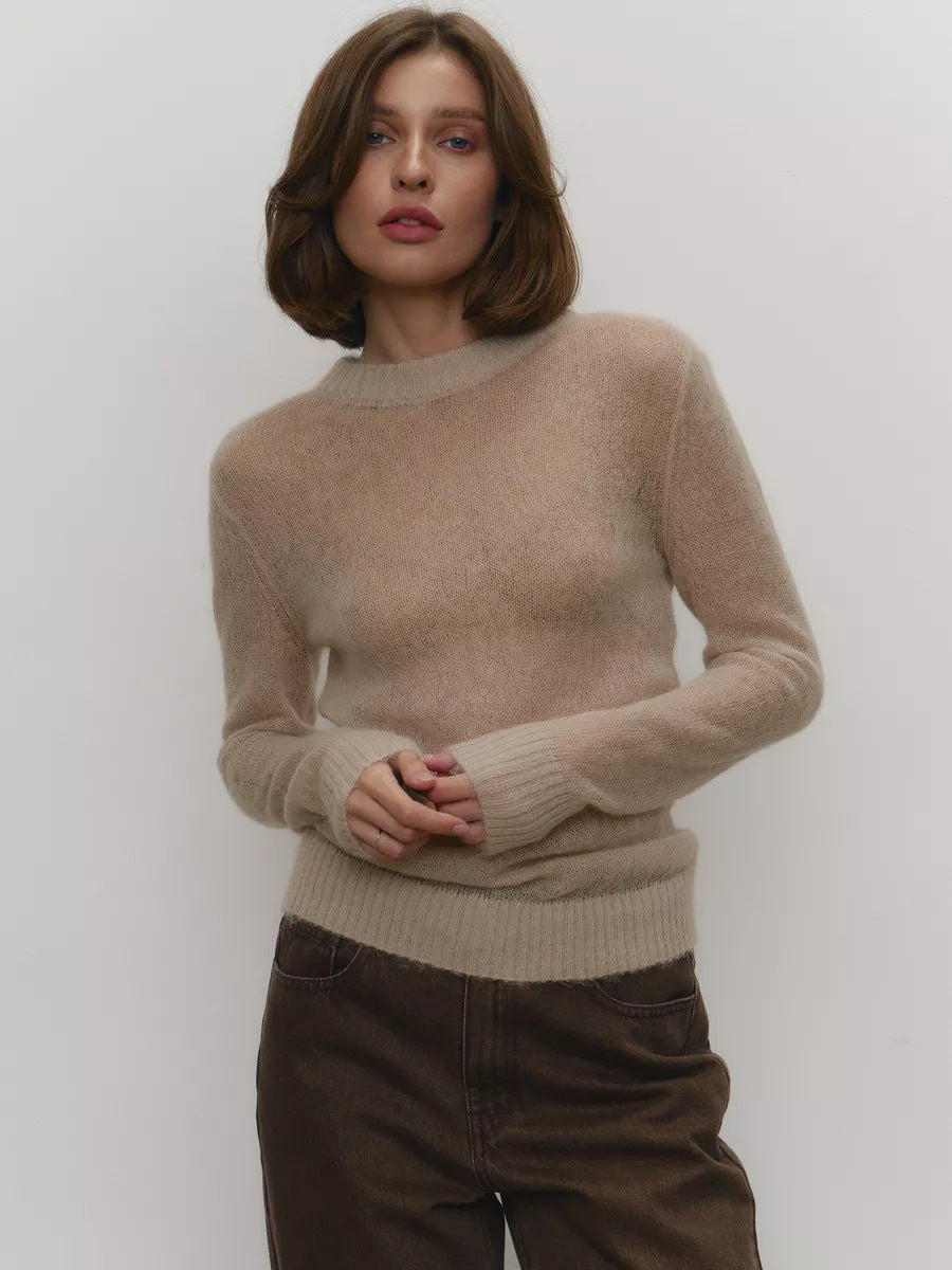 Comfortable Knit Sweater with Round Neck for Women