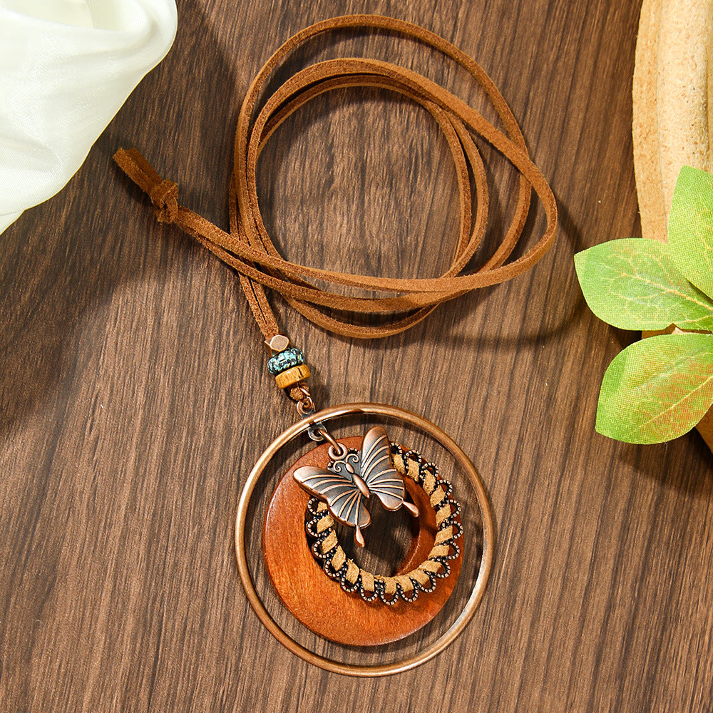 Trendy Bohemian Leaf Pendant Necklace Zinc Alloy