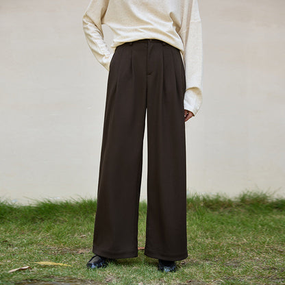 High-Waisted Wide-Leg Wool Blend Trousers for Women