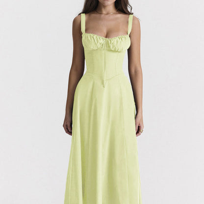 Floral Print Maxi Dress Gentle French Style Sleeveless Sundress