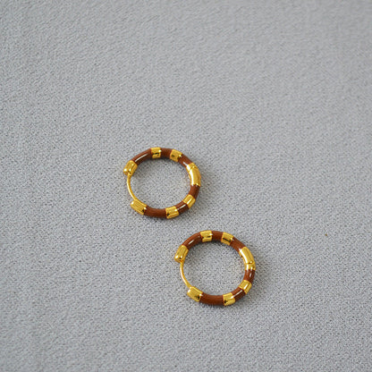 Simple Colourful Gold Plated Enamel Hoop Earrings