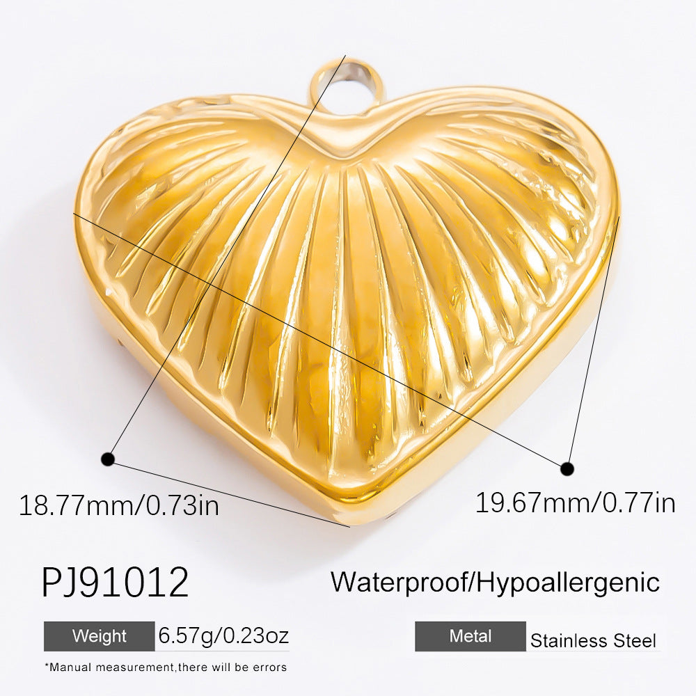 Heart-Shaped Stainless Steel 18K Gold Necklace Pendant DIY Jewelry