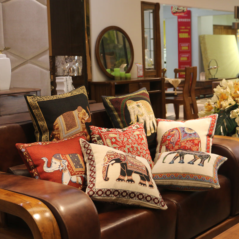 Ethnic Style Elephant Pillowcase Double-Sided Embroidered Pillowcase Sofa Cushion