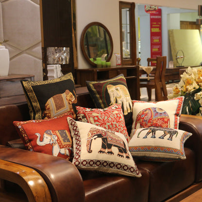 Ethnic Style Elephant Pillowcase Double-Sided Embroidered Pillowcase Sofa Cushion