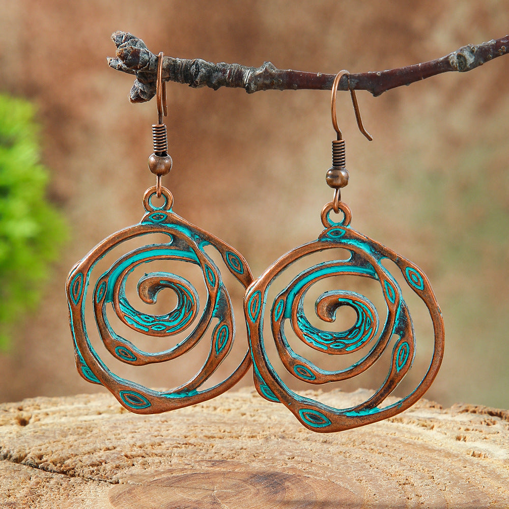 Bohemian Leaf Drop Earrings Vintage Alloy Jewelry