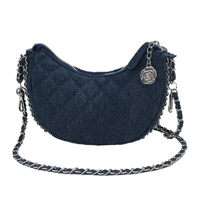 Fashionable Women's Denim Quilted Crossbody Bag