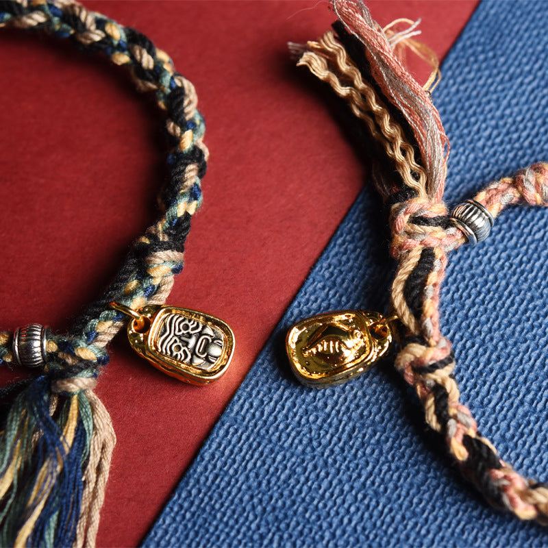 Tibetan Dirty Rope Hand-Rubbed Cotton Bracelet Finished Hand-Woven Tibetan Zakiram Hand Rope