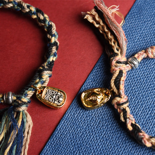 Tibetan Dirty Rope Hand-Rubbed Cotton Bracelet Finished Hand-Woven Tibetan Zakiram Hand Rope