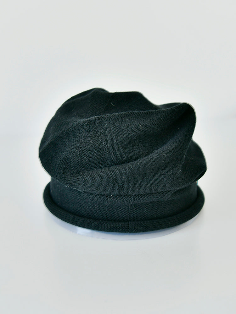 Black Pile Hat Women'S Autumn And Winter Embroidery Thin Postpartum Knitted Woolen Confinement Hat Versatile Bun Cap