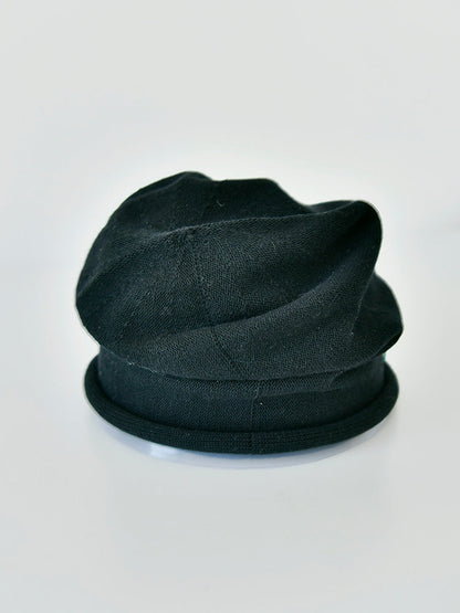 Black Pile Hat Women'S Autumn And Winter Embroidery Thin Postpartum Knitted Woolen Confinement Hat Versatile Bun Cap
