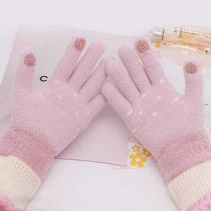 Winter Touchscreen Knit Gloves Cute Snowman Design Warm and Cozy