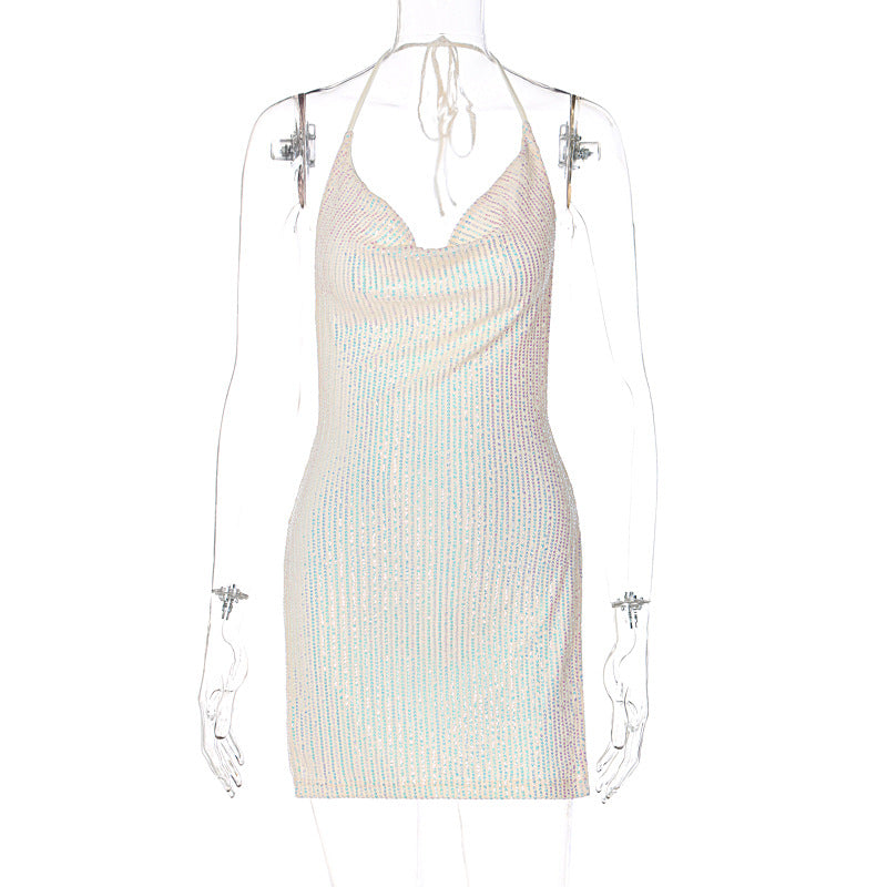Backless Hollow Out Neckline Short Dress for Women