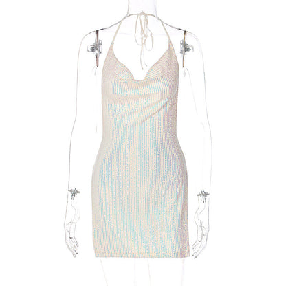 Backless Hollow Out Neckline Short Dress for Women