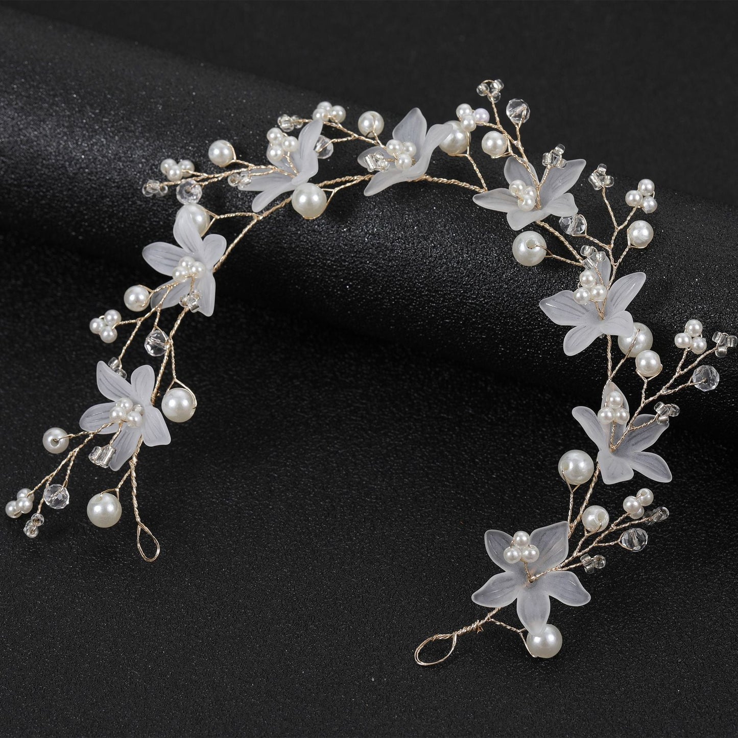 Transparent Plastic Flower Pearl Handmade Headband for Weddings