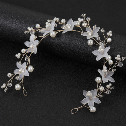 Transparent Plastic Flower Pearl Handmade Headband for Weddings