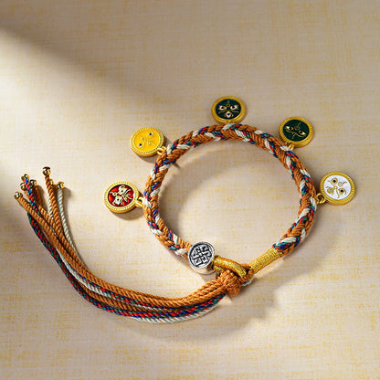 New Tibetan Five-Way God Of Wealth Hand Rope Handwoven Bracelet Rope Thangka God Of Wealth Green Tara Zakiram Bracelet