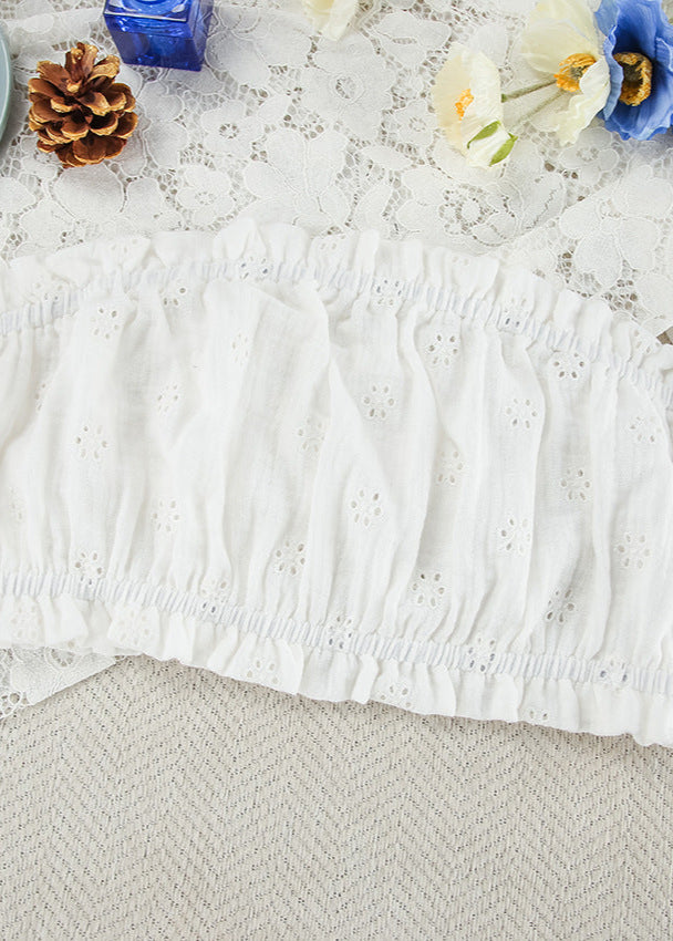Eyelet Cotton Ruffle Shorts Three Piece Set