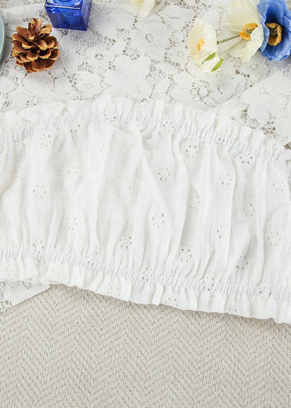 Eyelet Cotton Ruffle Shorts Three Piece Set