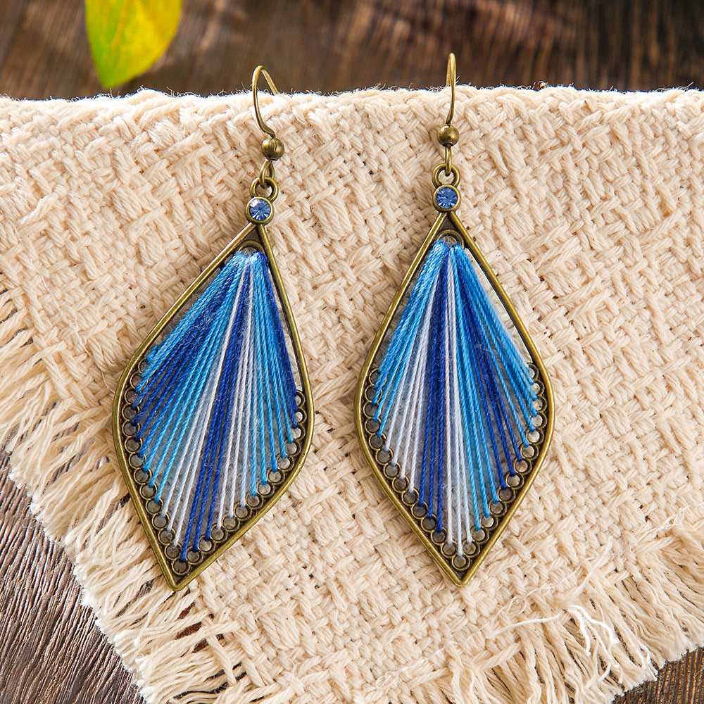 Bohemian Geometric Colorful Hoop Earrings Retro Style