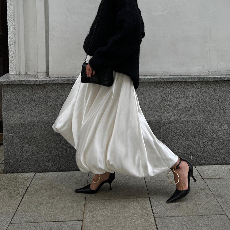 Balloon Skirt Stylish Casual Solid High-Waisted Fluffy Skirt