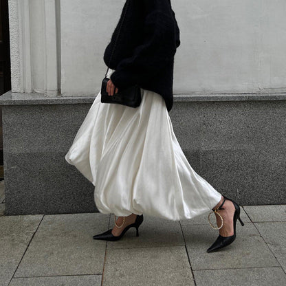 Balloon Skirt Stylish Casual Solid High-Waisted Fluffy Skirt