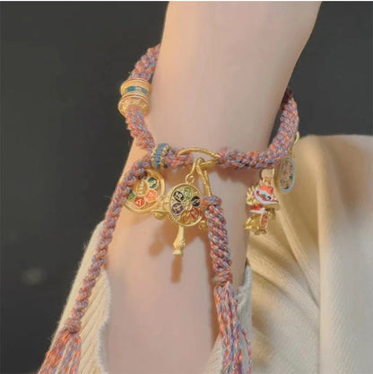 Tibetan Thangka Woven Hand Rope Ethnic Style Lucky Hand Strand Light Luxury Small And Exquisite Retro Women'S Bracelet