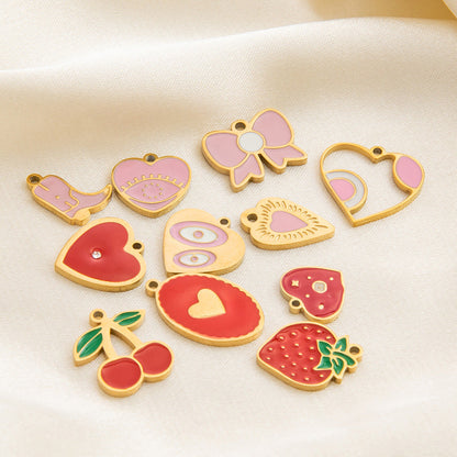 Cute Heart Pendant Stainless Steel Necklace with 18K Gold Plating