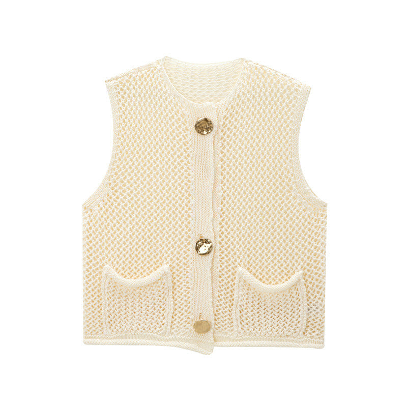 Trendy Round Neck Sleeveless Knit Top