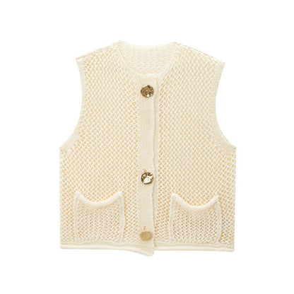 Trendy Round Neck Sleeveless Knit Top