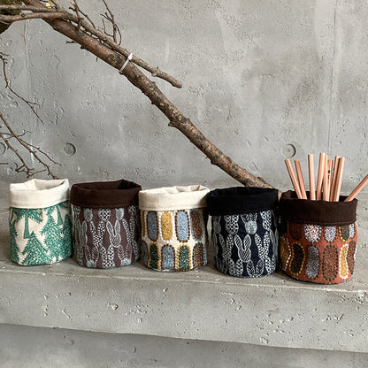 Creative Cotton Linen Pencil Holder for Makeup Brushes and Office Supplies