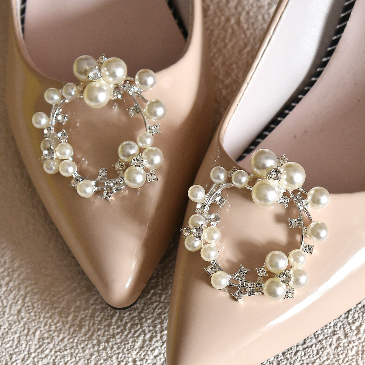Pearl Shoe Buckle Accessories for High Heels - Removable Square and Round Decorative Clips