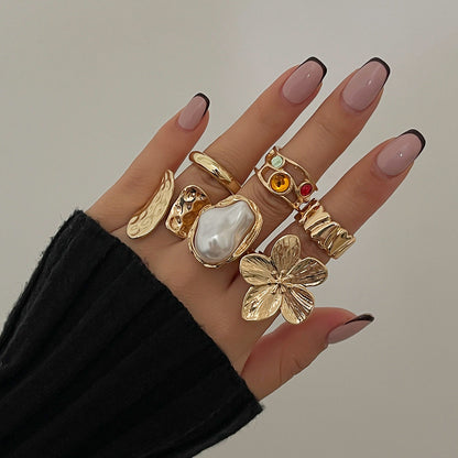 Baroque-Inspired Pearl And Gemstone Ring With Floral Design