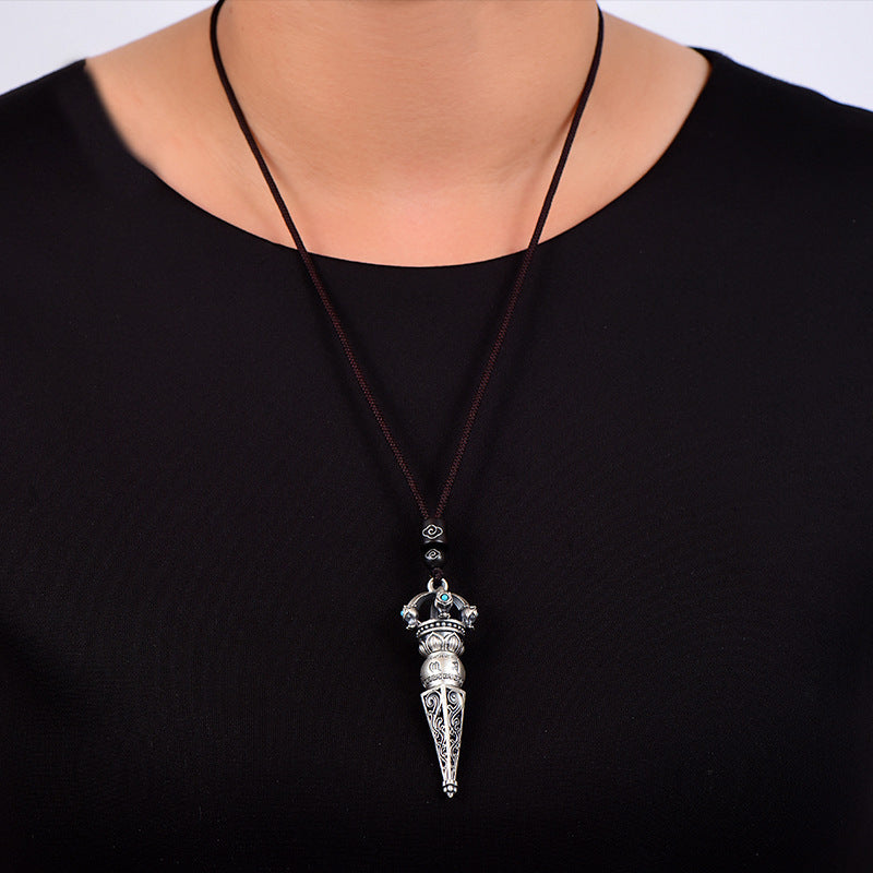 Six Character Mantra Diamond Pestle Pendant, Demon Slaying Pestle Retro Vintage Men'S And Women'S Necklace