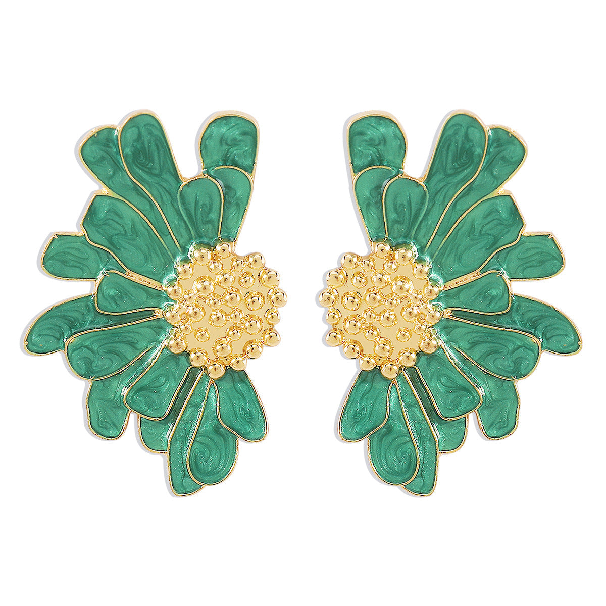 Vintage Alloy Floral Stud Earrings Women'S Temperament Textured Floral Earrings