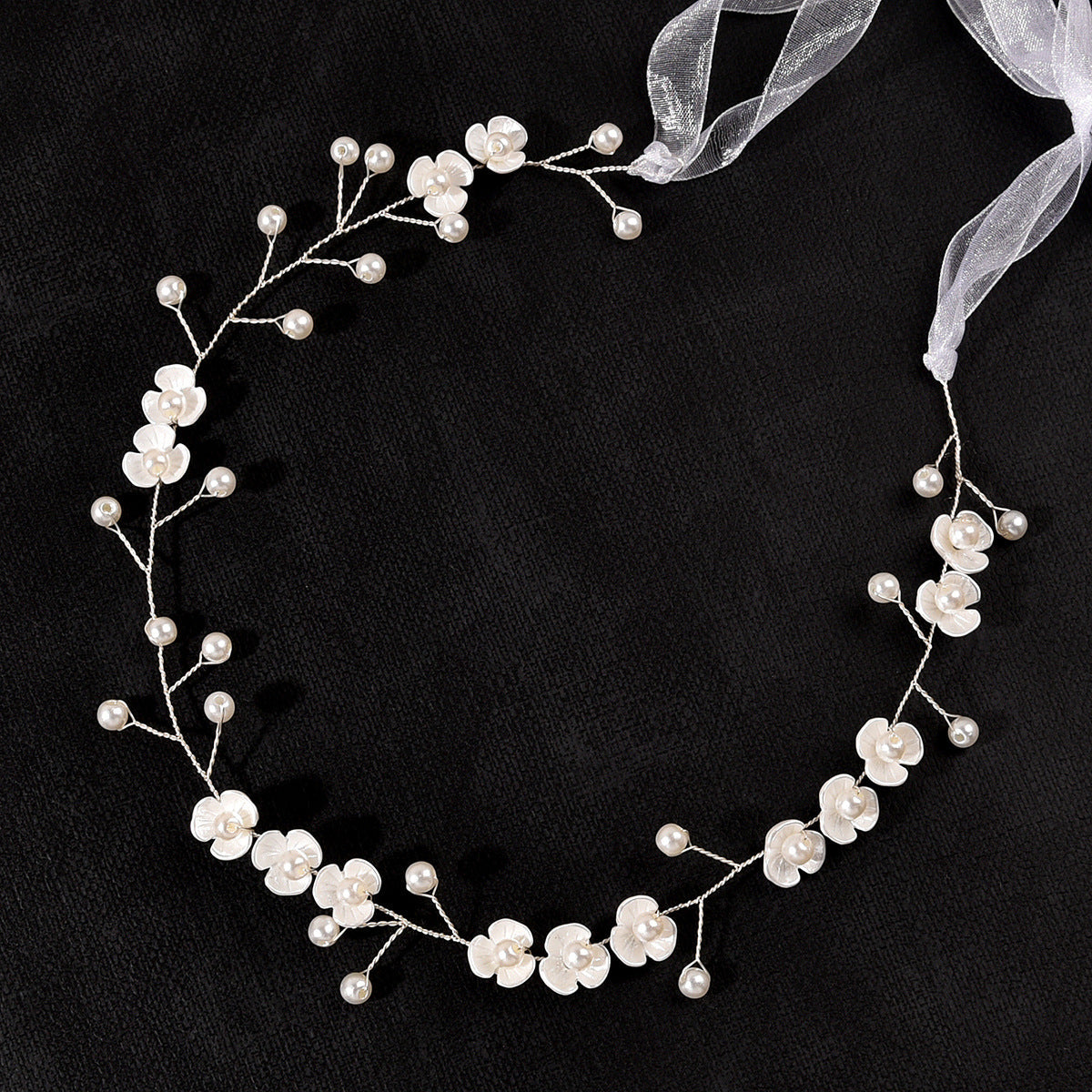 Bridal Pearl Floral Headband Handmade Soft Hair Accessory