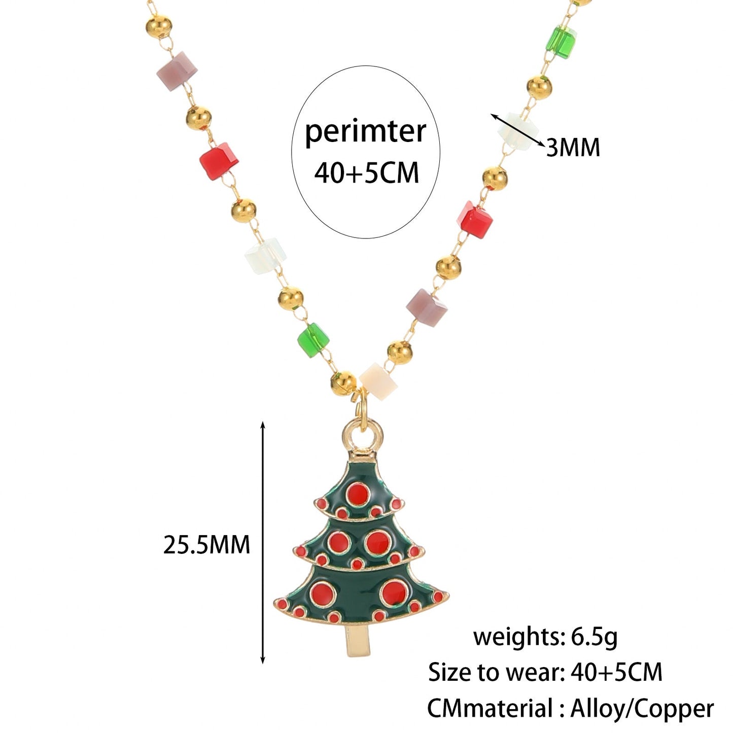 Christmas Tree Santa Claus Pendant Necklace