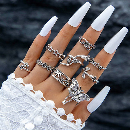 Halloween Gothic Skull Vintage Rings Punk Spider Snake Animal Ring Set