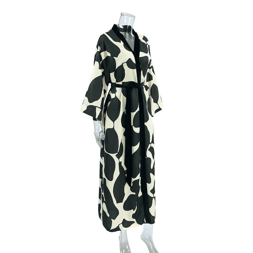 Contrast Color Print Homewear Dress