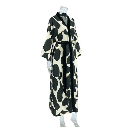 Contrast Color Print Homewear Dress